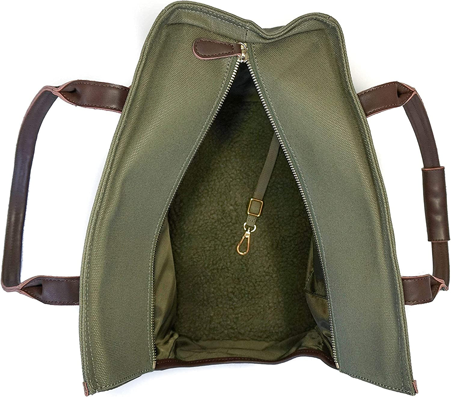 DJANGO Dog Carrier Bag - Waxed Canvas and Leather Soft-Sided Pet Travel  Tote with Bag-to-Harness Safety Tether & Secure Zipper Pockets (Medium,  Olive
