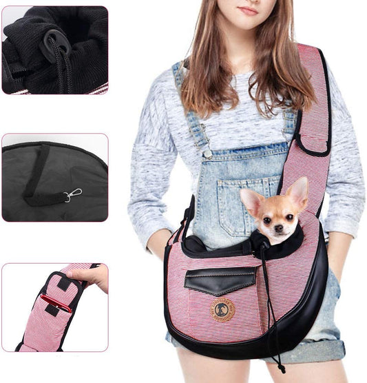 Pet Sling| Small Puppy Dog | Adjustable Padded Strap Front Pouch Single Shoulder Bag 