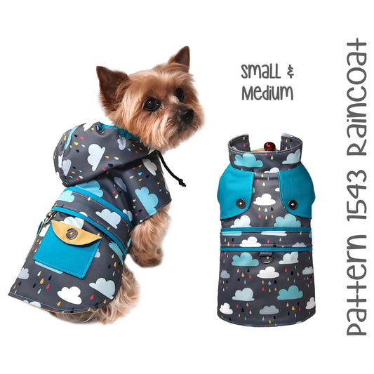 Dog Raincoat Sewing Pattern 1543 - Dog Clothes - Dog Coat Patterns - Dog Coats - Dog Rain Jackets - Dog Apparel - Dog Clothing - Sm & Med