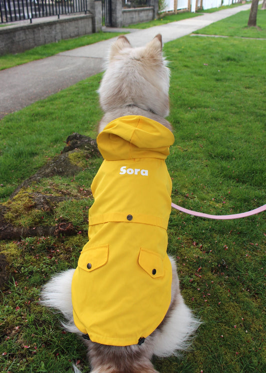Cute Personalized Waterproof Dog Raincoat | Custom Name Dog Rain Jacket Small to Large Dog Clothing Apparel Clothes Gift for Dogs